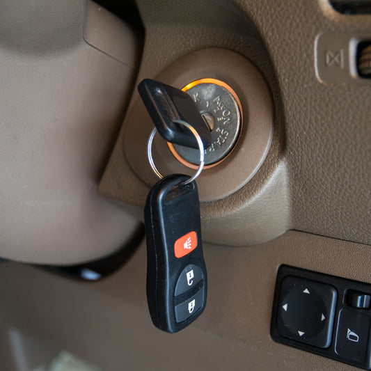 Don't get locked out! Sparky Express offers 24/7 car lockout service in Ajax, Ontario. (Photo shows locked keys in car)