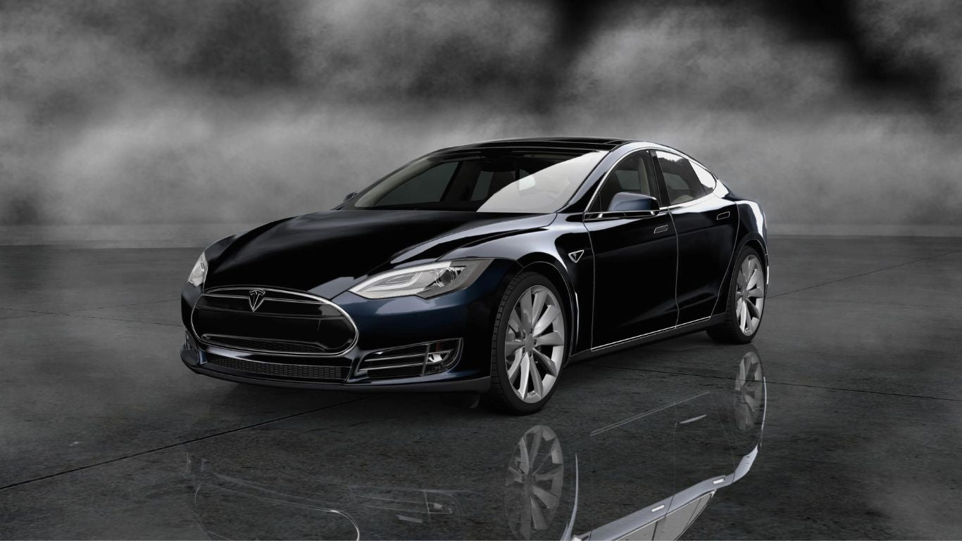 Tesla Tire Services Banner: a Tesla Model S, black.